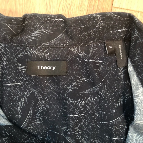 Men’s XL Theory Black/Light Gray Print Short Sleeve Button Down Shirt EUC - Picture 3 of 8